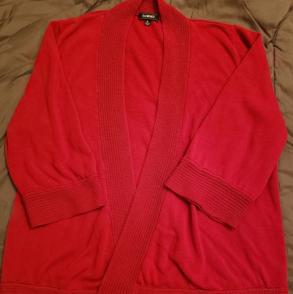 Women's Red Sweater Cardigan by Elementz